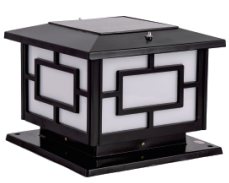 Solar pillar light with flat cap, cross-bar panel, aluminium body, 250 mm, Weichun Lighting