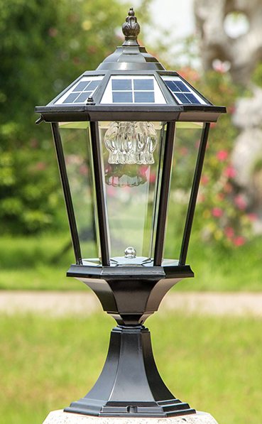 Solar pillar light with hexagonal, curved or straight, aluminium body, STD, Weichun Lighting