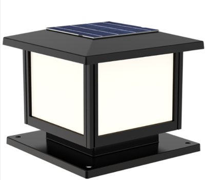 Solar pillar light with square, pitched roof, ABS body, 200 mm, Weichun Lighting